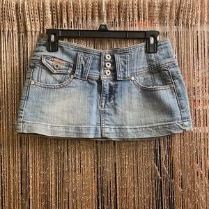 Vintage Denim Mini Skirt w/ Belt Hoops & Pockets